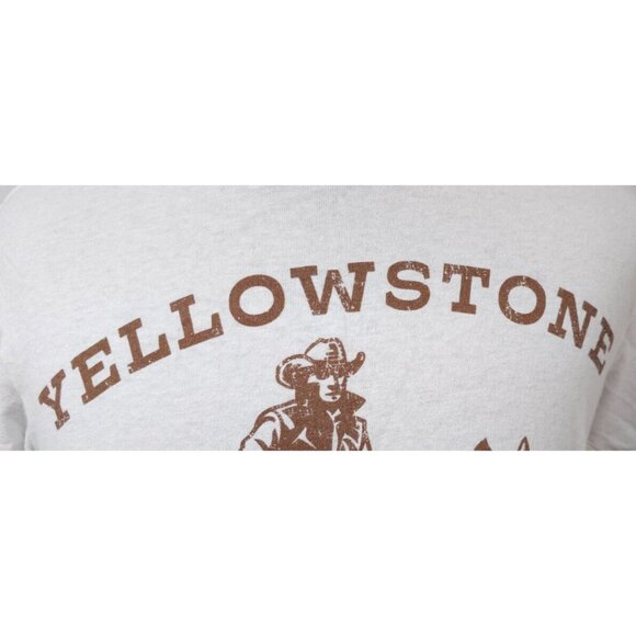 Yellowstone Dutton Ranch Medium White Cowboy Horse Spellout Distressed Tee Shirt - Picture 13 of 13